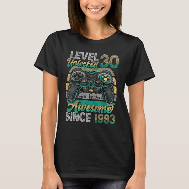 Camiseta Nível 30 Desbloqueado Incrível Desde 1993 aniversá (Frente)