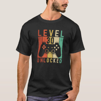 Camiseta Nível 30 Videos games de jogadores desbloqueados J