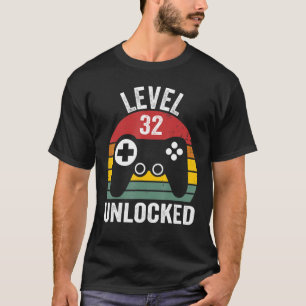 Camiseta Nível 32 Desbloqueado 32º Aniversário do Ano In