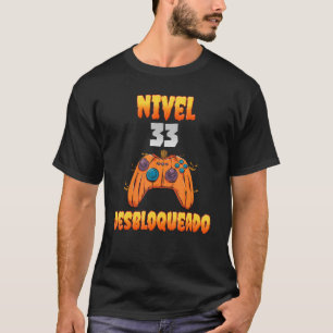Camiseta Nivel 33 Desbloqueado 33 Años de Edad Cumpleaños V