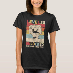 Camiseta Nível 33 Desbloqueados Homens de 33 Anos Idade For