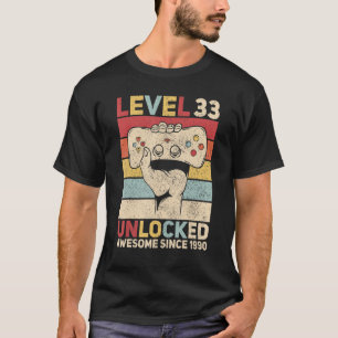 Camiseta Nível 33 Desbloqueados Homens de 33 Anos Idade For