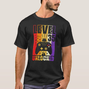 Camiseta Nível 35 de aniversário desbloqueado Nível de aniv