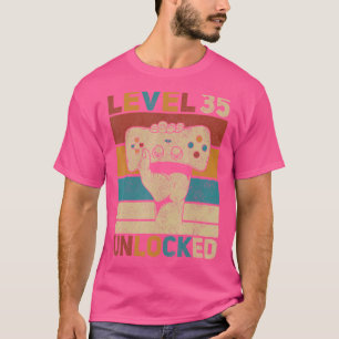 Camiseta Nível 35 Desbloqueado 35º Aniversário de 35 anos