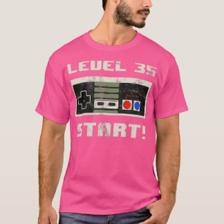 Camiseta Nível 35 Iniciar! Jogo de Vídeo Desbloqueado 35º A