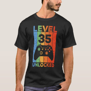 Camiseta Nível 35 Vídeo Gamer 35º Aniversário desbloqueado