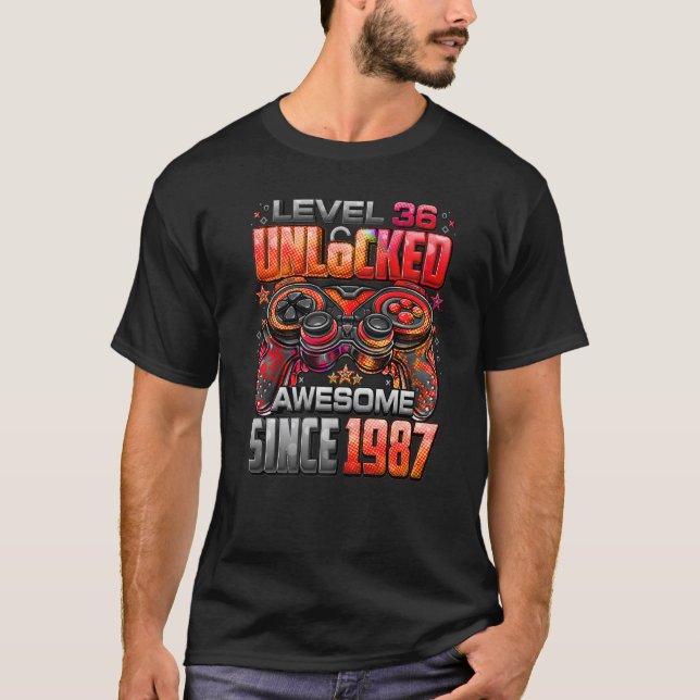 Camiseta Nível 36 Desbloqueado Incrível Desde 1987 36º Aniv (Frente)