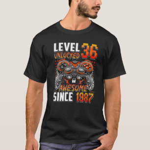 Camiseta Nível 36 Desbloqueado Incrível Desde 1987 36º Aniv