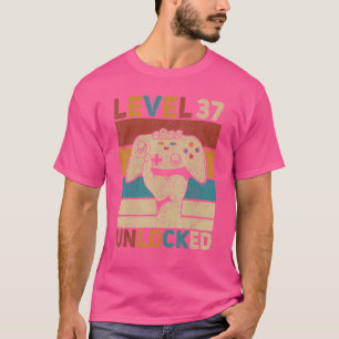 Camiseta Nível 37 Desbloqueado 37º Aniversário Gamer 37 Ano