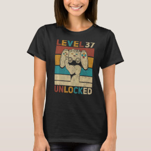 Camiseta Nível 37 Desbloqueado 37º Aniversário Gamer 37 Ano
