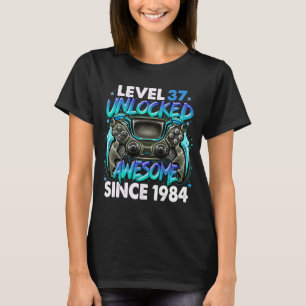 Camiseta Nível 37 Desbloqueado Incrível Desde 1984 37º Aniv