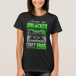 Camiseta Nível 37 Desbloqueado Incrível Desde 1986 37º Aniv