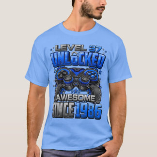 Camiseta Nível 37 Desbloqueado Incrível Desde 1986 37º Aniv