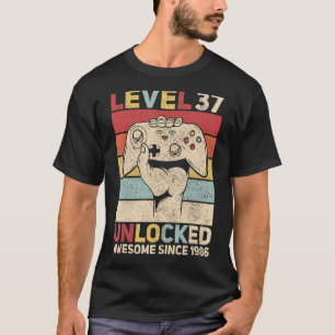 Camiseta Nível 37 Desbloqueados Homens de 37 Anos Idade For