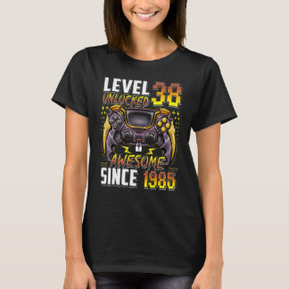 Camiseta Nível 38 Desbloqueado Incrível Desde 1985 38º Aniv