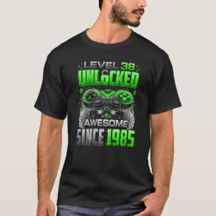 Camiseta Nível 38 Desbloqueado Incrível Desde 1985 38º Aniv