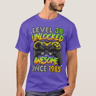 Camiseta Nível 38 Desbloqueado Incrível Desde 1985 38º Aniv