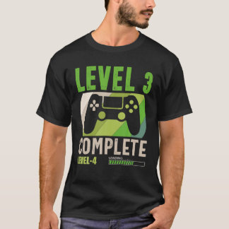 Camiseta Nível 3 Concluído 3 Aniversário Engraçado 3º Casam