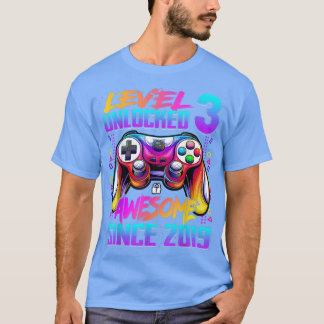 Camiseta Nível 3 Desbloqueado Incrível Desde 2019 aniversár