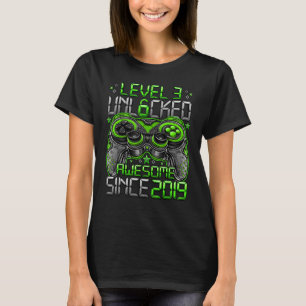 Camiseta Nível 3 Desbloqueado Incrível Desde a aniversário