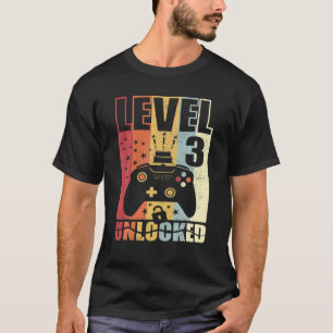 Camiseta Nível 3 Desbloqueia o Jogo de aniversário de 3 ano