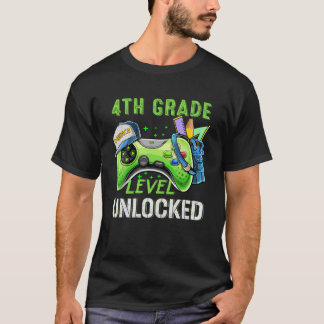 Camiseta Nível 4º Desbloqueado Roupa do 1º Dia da Escola