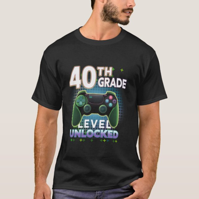 Camiseta Nível 40º nível de vídeo Gamer nível Up Bir (Frente)