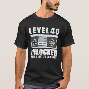 Camiseta Nível 40 aniversário de 40 anos de Jogador com 40 