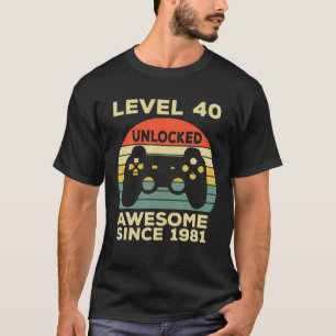Camiseta Nível 40 Aniversário Desbloqueado 40 Anos Sis Fant