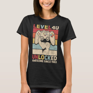 Camiseta Nível 40 Desbloqueado 40 Anos Homens Idosos 40º