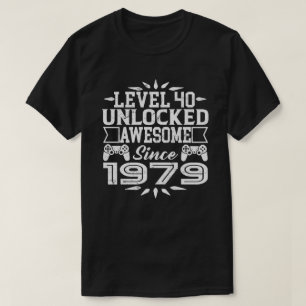 Camiseta Nível 40 Desbloqueado Incrível Desde 1979 aniversá