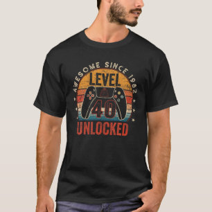 Camiseta Nível 40 Desbloqueado Incrível Desde 1982 40 Ano