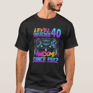 Camiseta Nível 40 Desbloqueado Incrível Desde 1982 aniver