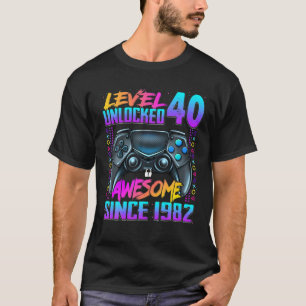 Camiseta Nível 40 Desbloqueado Incrível Desde 1982 aniver