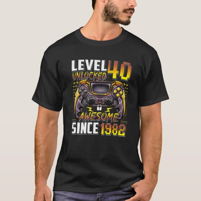 Camiseta Nível 40 Desbloqueado Incrível Desde 1982 aniversá (Frente)