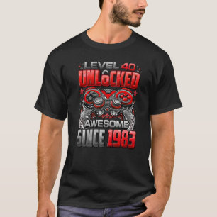 Camiseta Nível 40 Desbloqueado Incrível Desde 1983 aniversá