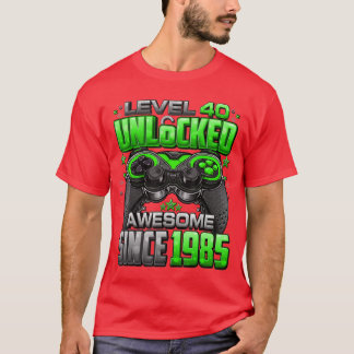 Camiseta Nível 40 Desbloqueado Incrível Desde 1985 40º Aniv