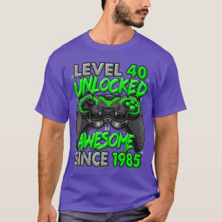 Camiseta Nível 40 Desbloqueado Incrível Desde 1985 40º Aniv