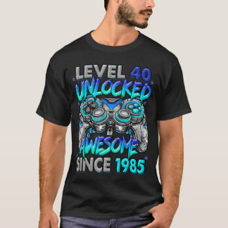 Camiseta Nível 40 Desbloqueado Incrível Desde 1985 40º Aniv