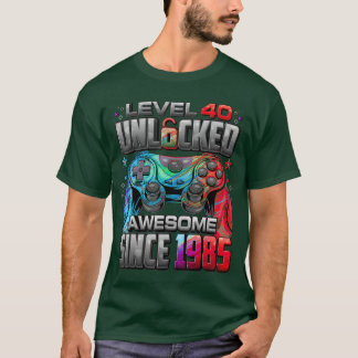 Camiseta Nível 40 Desbloqueado Incrível Desde 1985 40º Aniv