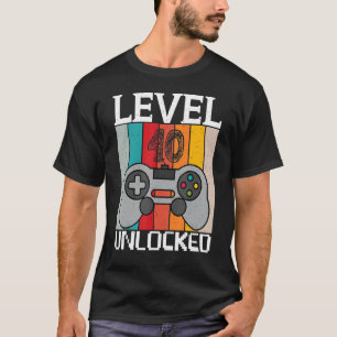 Camiseta Nível 40 Vídeo Gamer Vintage 40th Birthda desbloqu