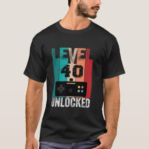 Camiseta Nível 40 Vídeo jogador de aniversário desbloqueado