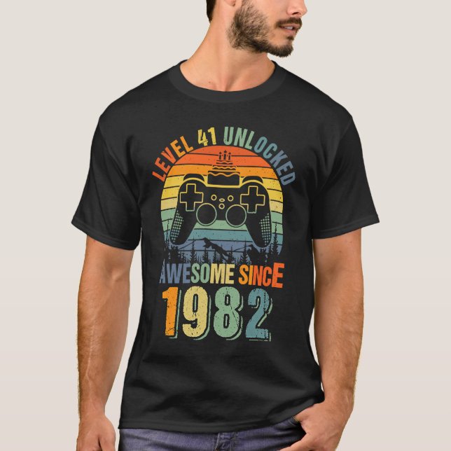 Camiseta Nível 41 Desbloqueado 41ruas Aniversário Gamer 198 (Frente)