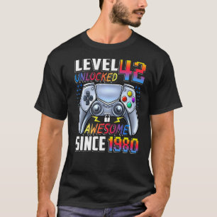 Camiseta Nível 42 Desbloqueado Incrível Desde 1980 42º Aniv