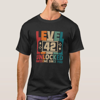 Camiseta Nível 42 Vídeo Gamer 1980 42Nd Bi Desbloqueado Inc