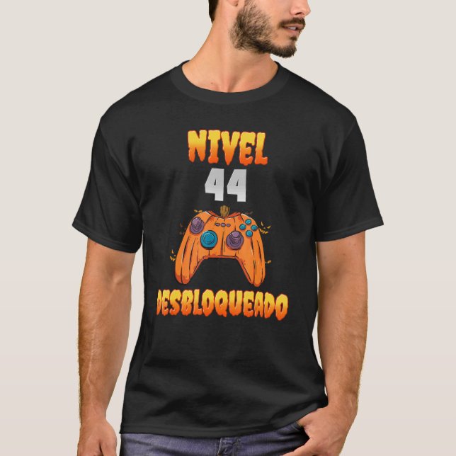 Camiseta Nivel 44 Desbloqueado 44 Años de Edad Cumpleaños V (Frente)