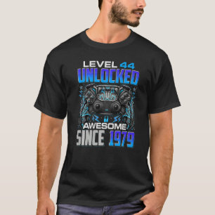 Camiseta Nível 44 Desbloqueado Incrível Desde 1979 44 Anive