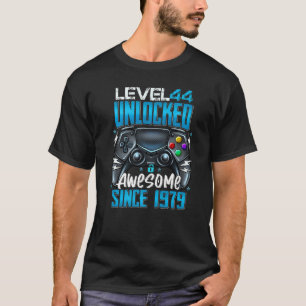 Camiseta Nível 44 Desbloqueado Incrível Desde 1979 44 Anive