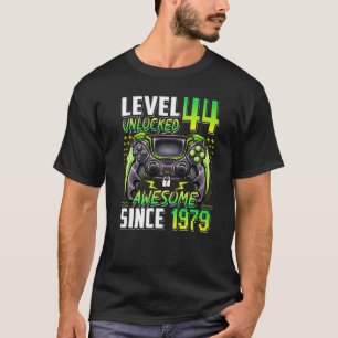 Camiseta Nível 44 Desbloqueado Incrível Desde 1979 44 Anive