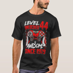 Camiseta Nível 44 Desbloqueado Incrível Desde 1979 Aniversá